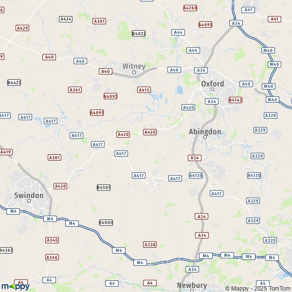 La carte pour la ville de Abingdon, Vale of White Horse OX14 5