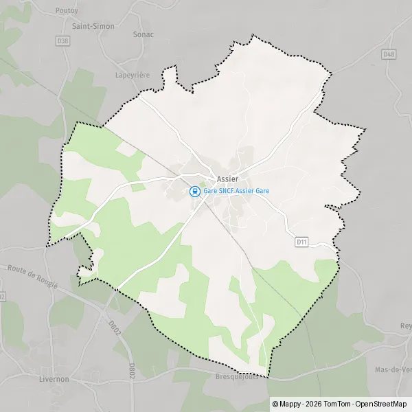 Carte Place de la Halle, 46320 Assier