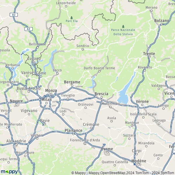 La carte de la région Lombardie