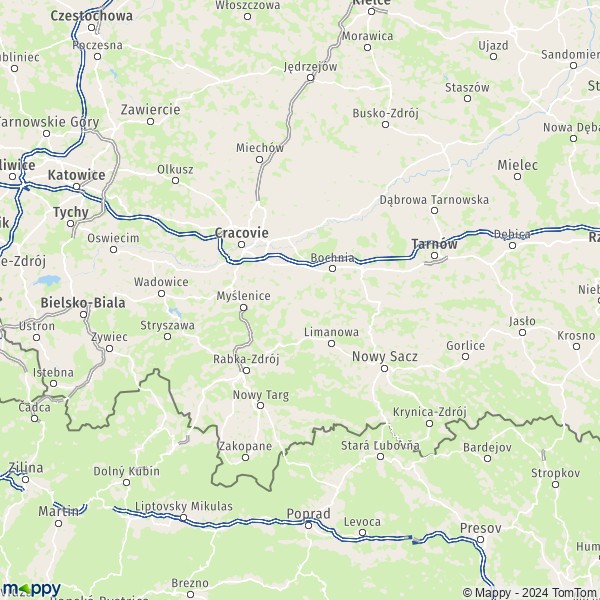 La carte de la région Petite Pologne