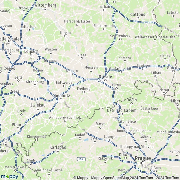 La carte de la région Saxe