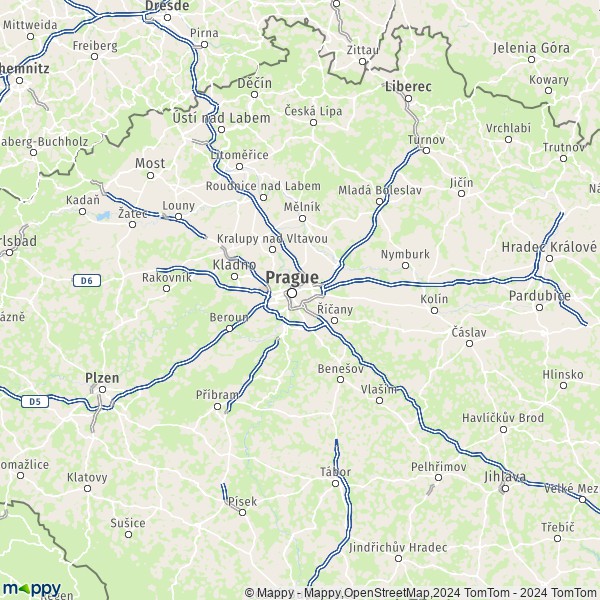 La carte de la région Bohême Centrale