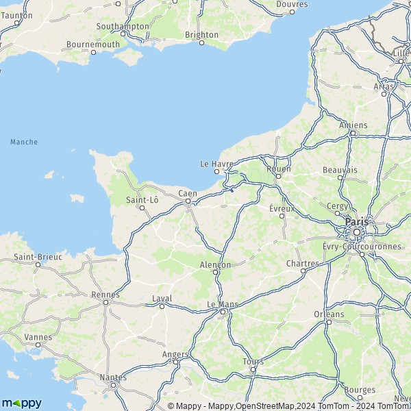 La carte de la région Normandie