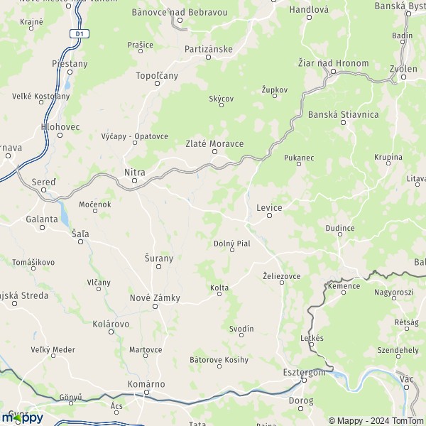 La carte de la région Région de Nitra