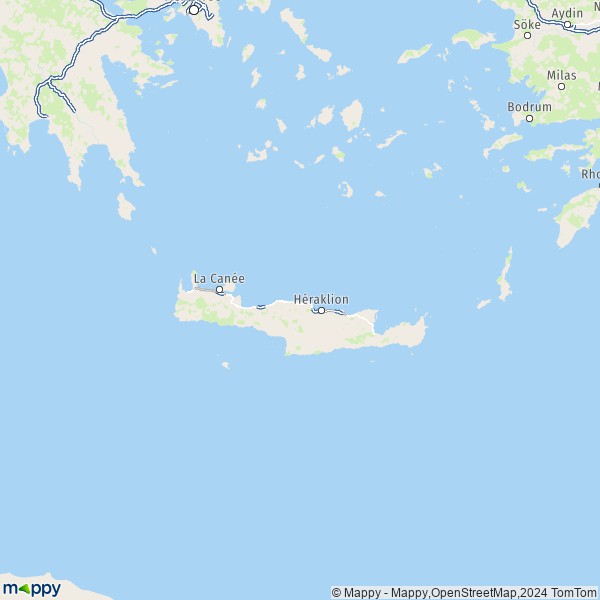 La carte de la région Crète