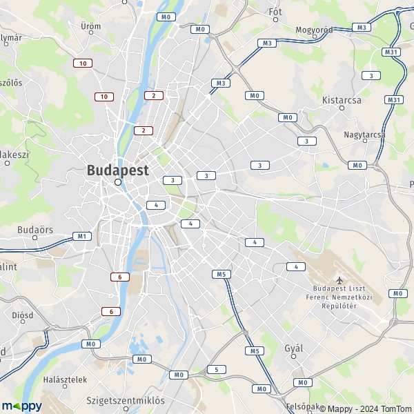 La carte de la région Budapest