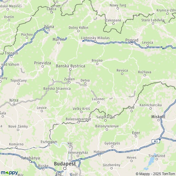 La carte de la région Région de Banská Bystrica