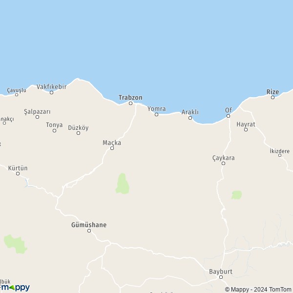 La carte de la région Trabzon