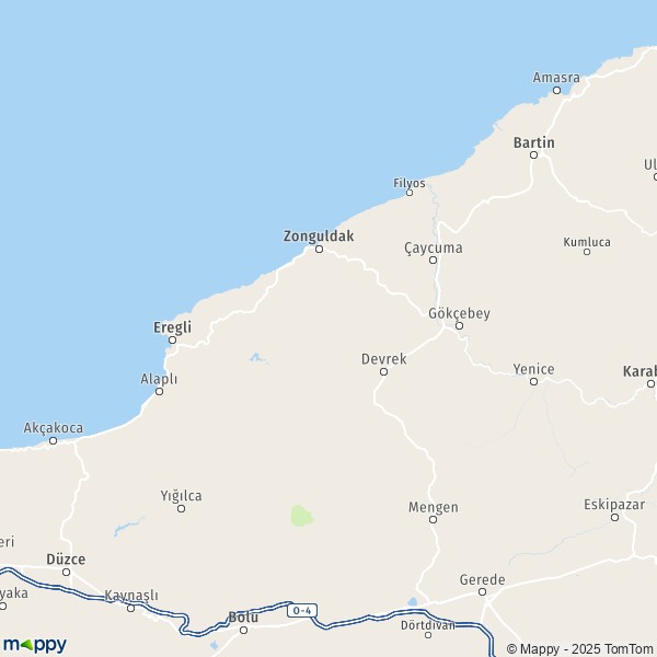 La carte de la région Zonguldak