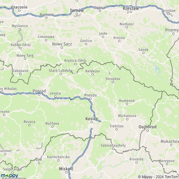 La carte de la région Région de Presov