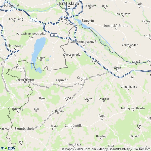 La carte de la région Gyor-Moson-Sopron