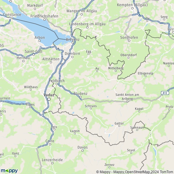 La carte de la région Vorarlberg