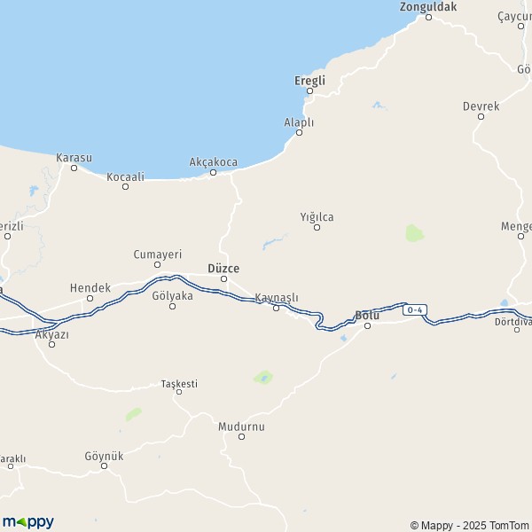 La carte de la région Düzce