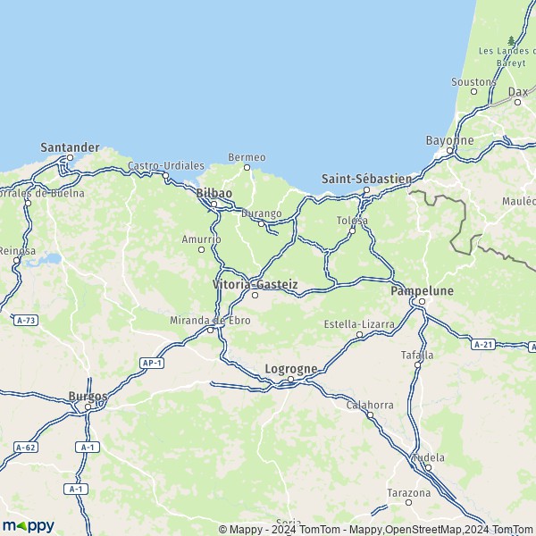 La carte de la région Pays Basque