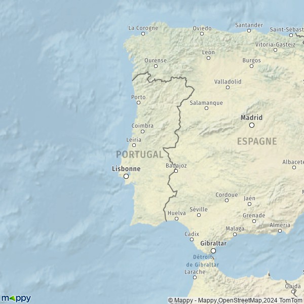 La carte de la région Portugal continental