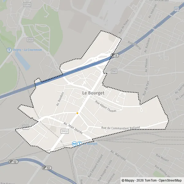 Carte Rue des Jardins, 93350 Le Bourget