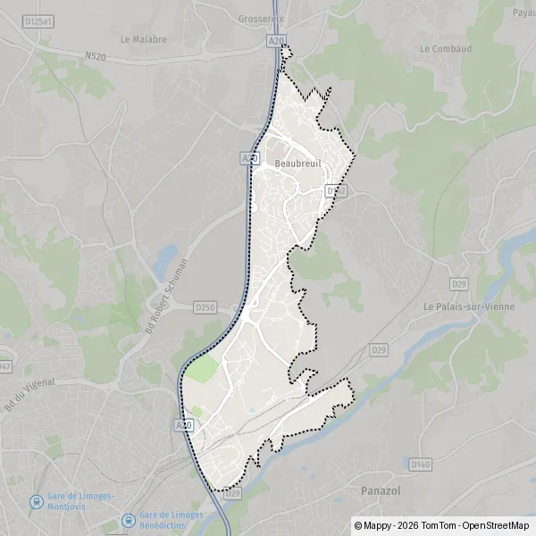 Carte Rue Henri Bergson, Beaubreuil, 87000 Limoges
