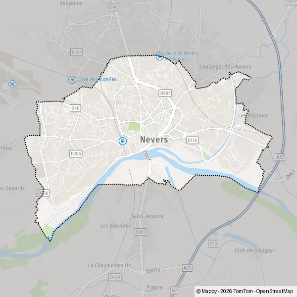 Carte Rue Henry Bouquillard, 58000 Nevers