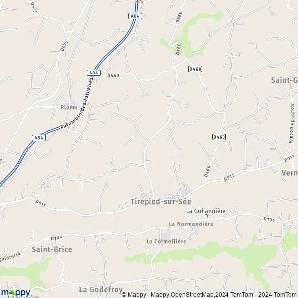 La carte pour la ville de La Gohannière, Tirepied-sur-Sée