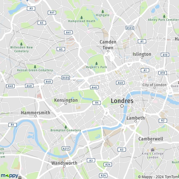 La carte pour la ville de Londres, Westminster